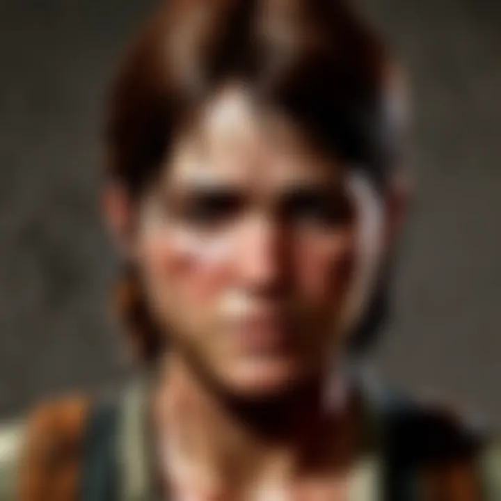 Dramatic close-up of worn and weathered protagonist