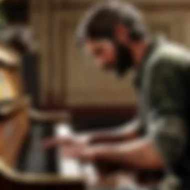 Close-up of a grand piano keys depicting emotional storytelling