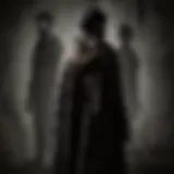 Mystery shrouded figure in shadowy cloak