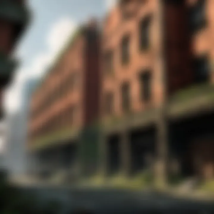 Detailed environmental rendering of a decaying building