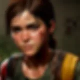 Dramatic character portrait of Ellie in The Last of Us