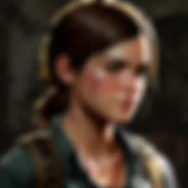 Detailed close-up of Ellie's character design in The Last of Us game