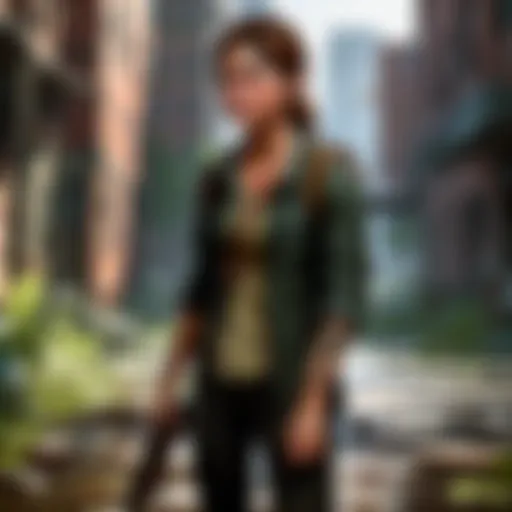 Ellie standing in a post-apocalyptic city