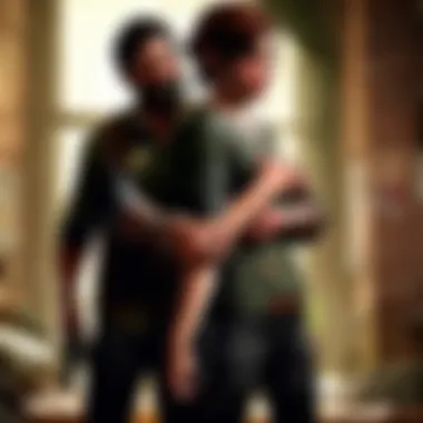 Characters Embracing in The Last of Us Universe