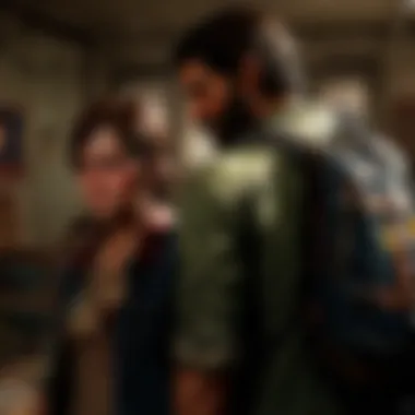 Emotional moment between characters in The Last of Us Universe