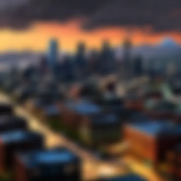 Ethereal Seattle skyline with a dystopian twist