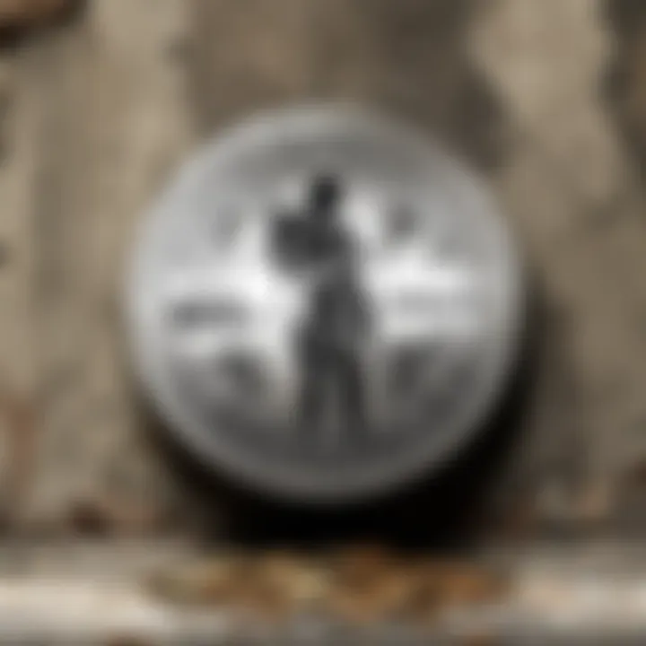 Silver Coin Embedded in Concrete Wall