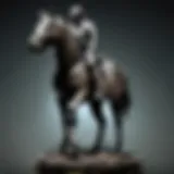 Close-up of a dark horse statue symbolizing resilience