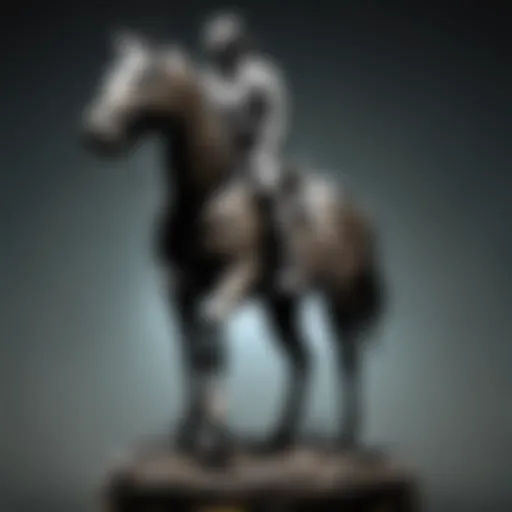 Close-up of a dark horse statue symbolizing resilience