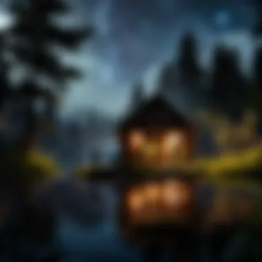 Serene Dance of Fireflies by Moonlit Lake Fireflies Dancing Around Moonlit Lake