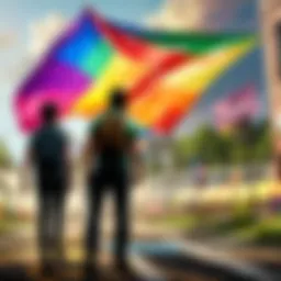 Vibrant Rainbow Flag Waving at Gay Games