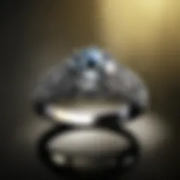 A detailed close-up of a diamond ring showcasing its intricate design.
