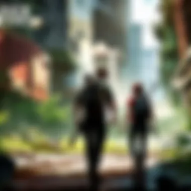 Joel and Ellie Navigating Through Dangerous Landscapes Joel and Ellie navigating through dangerous landscapes