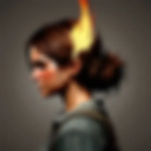 Symbolic Flame: Abbie's hair resembling flickering flames, representing her fiery spirit and determination.