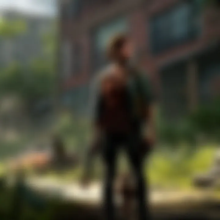 A tense confrontation between two key characters in a dilapidated building