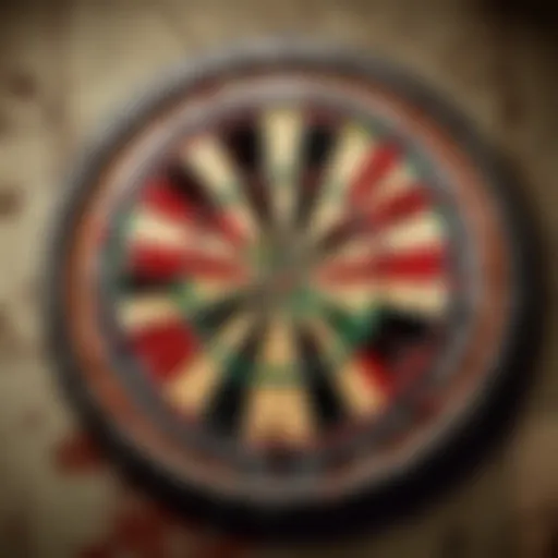 A dartboard showcasing a bullseye surrounded by numbered sections