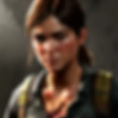 Detailed close-up of protagonist's survival gear and weapons