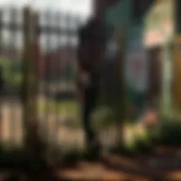A detailed illustration of a makeshift fence in a post-apocalyptic landscape