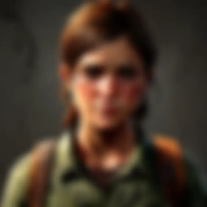 A close-up of Ellie's determined expression