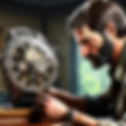 Elegant watch being meticulously examined by a skilled artisan